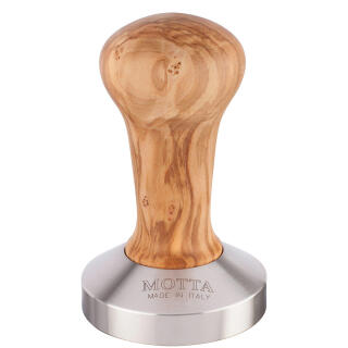 Motta Tamper 58,5mm flat mit Olivenholzgriff