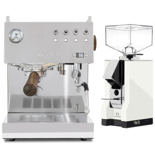 Ascaso Steel Duo PID Edelstahl + Eureka Silenzio 55 Weiß
